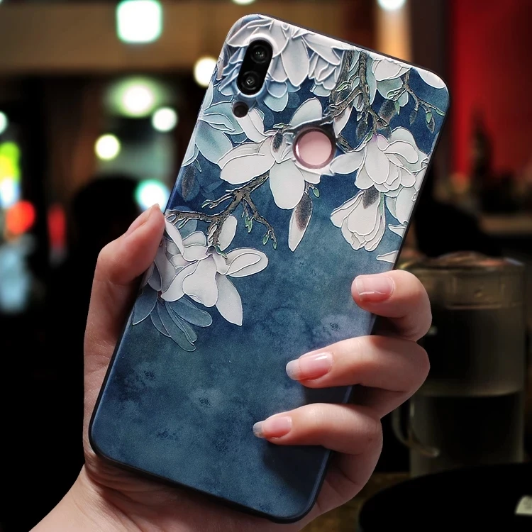 Для Funda Huawei Y6 Prime 2018 чехол для Coque Pro Чехол Y9 2019 с розовым цветком черный | Мобильные