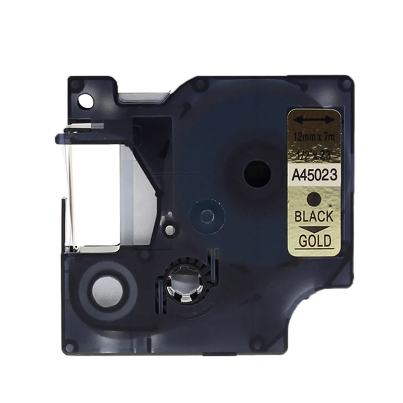 Black On Gold Смешанный цвет совместимый с DYMO D1 ленты этикеток 45013 45010 45014 12 мм черный на белом принтере ленты для производитель этикеток 280 210D 420P - Цвет: Black On Gold