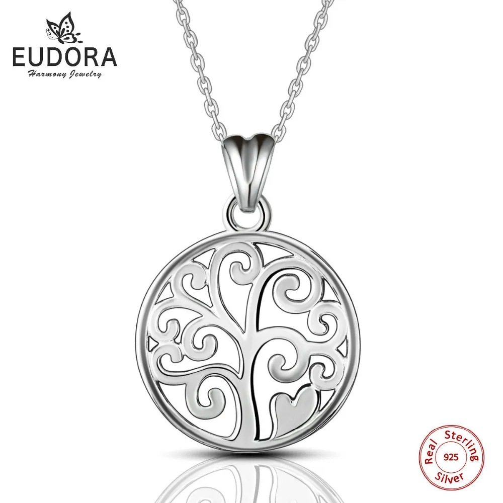 Eudora 100% Настоящее серебро 925 пробы семейное древо жизни кулон ожерелья для женщин