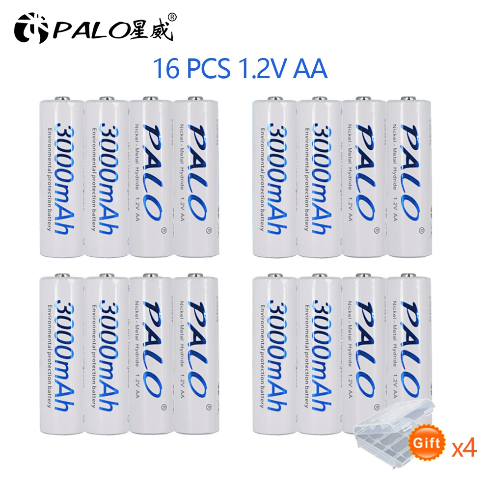PALO AA Аккумуляторная батарея 1 2 V AA3000mAh Ni MH предварительно Заряженная