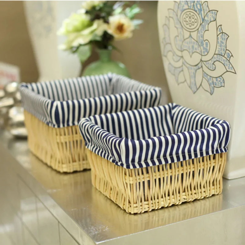 Белая и желтая декоративная корзина для хранения большие маленькие плетеные