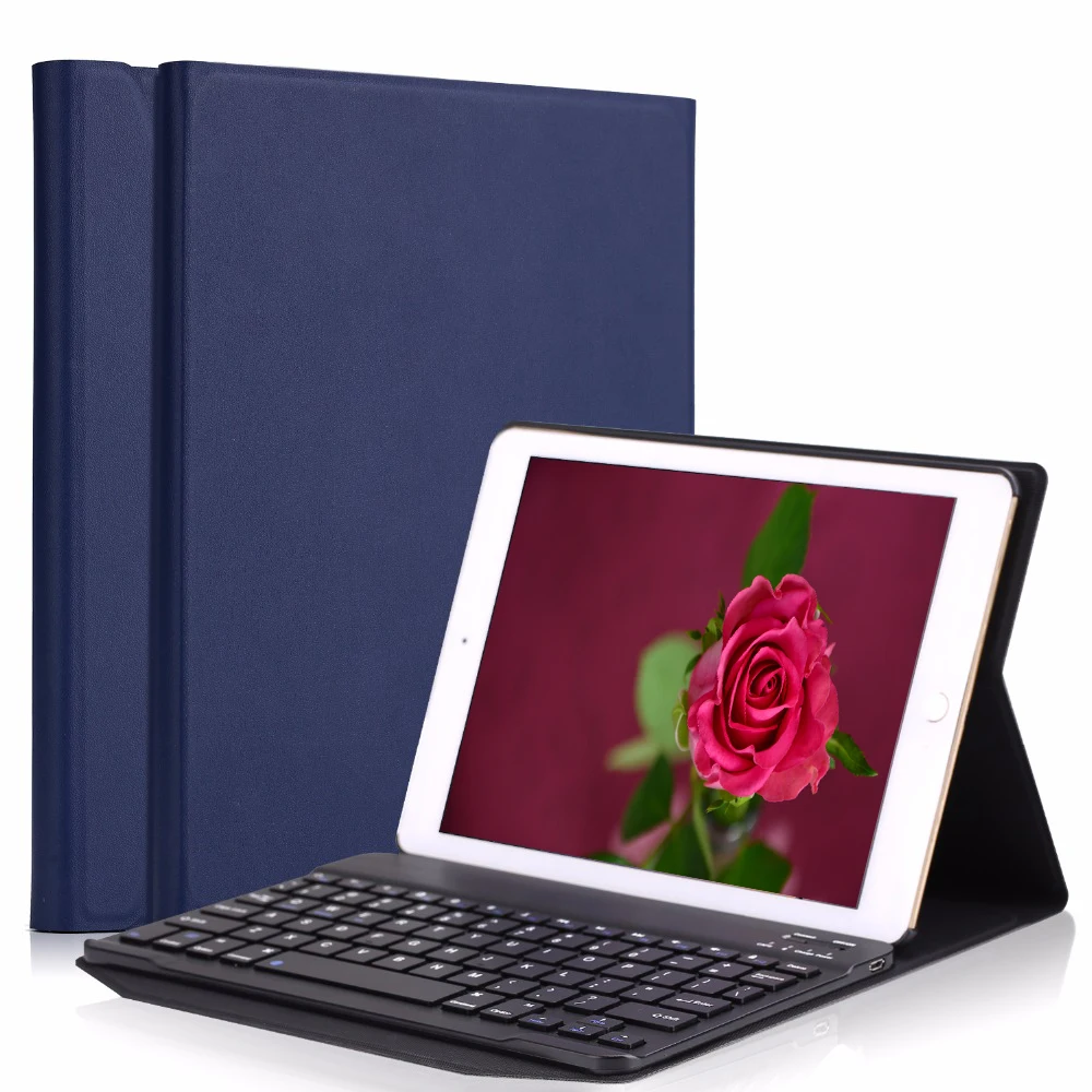 Kemile Portable Leather Case For New iPad 2017 9.7 inch Cover Wireless Aluminum Alloy Bluetooth Keyboard for 2018 Keypad | Компьютеры и