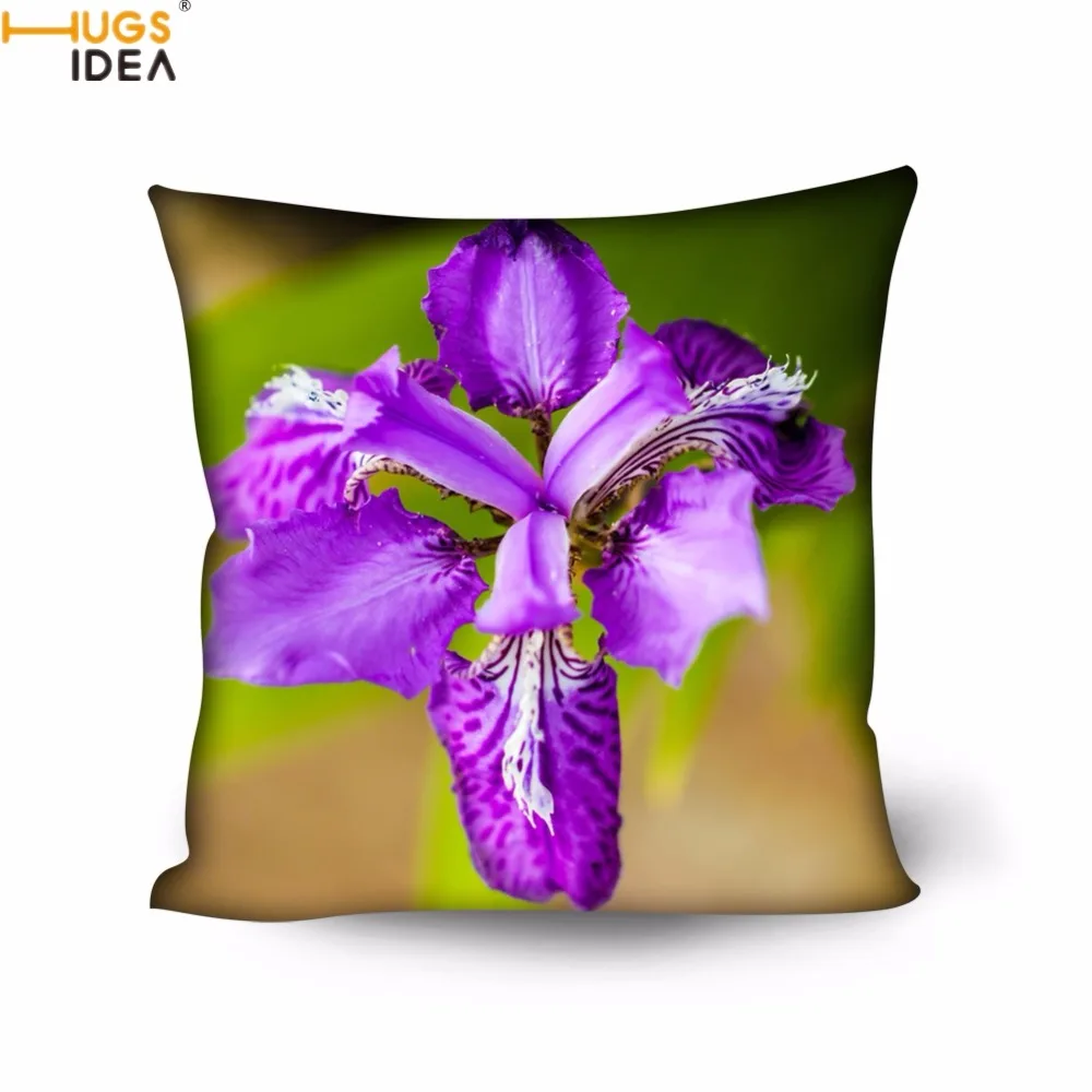 

HUGSIDEA Fashion Home Decor 3D Pretty Flower Iris Printed Cushion Covers Living Room Sofa Throw Pillow Case Square Pillow Cover