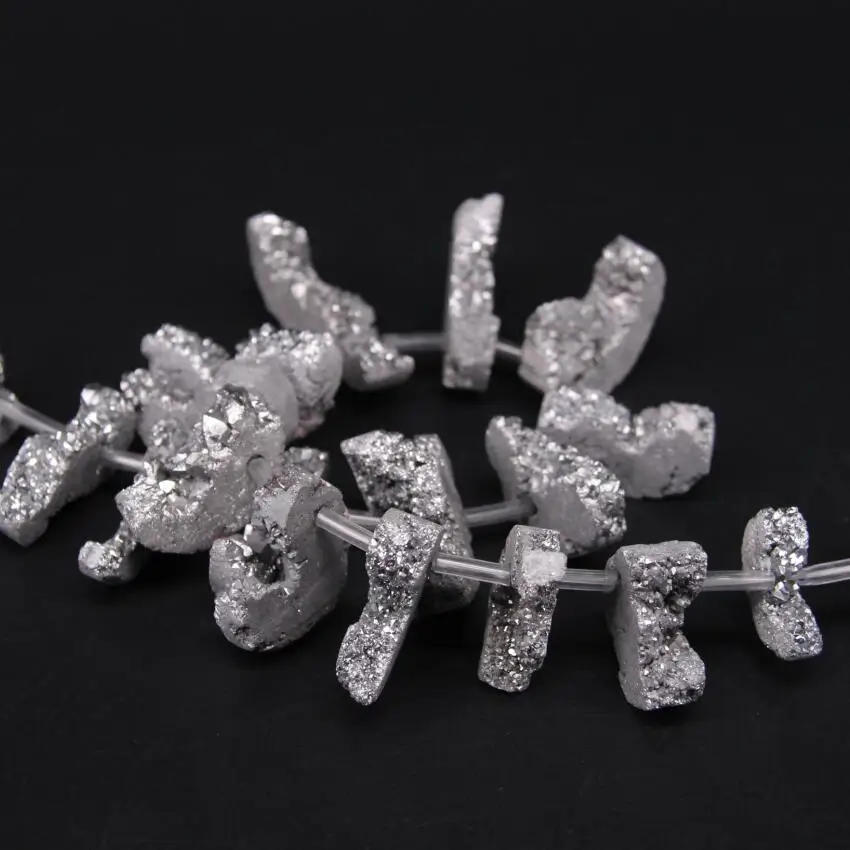 15 5 Дюймов серебристые нитки титановые натуральные блестящие бусины с отверстием