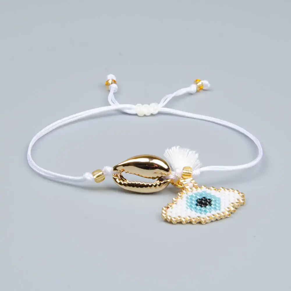 Женский браслет Go2boho с цепочкой злой глаз летний золотыми бусинами 2019|Браслеты