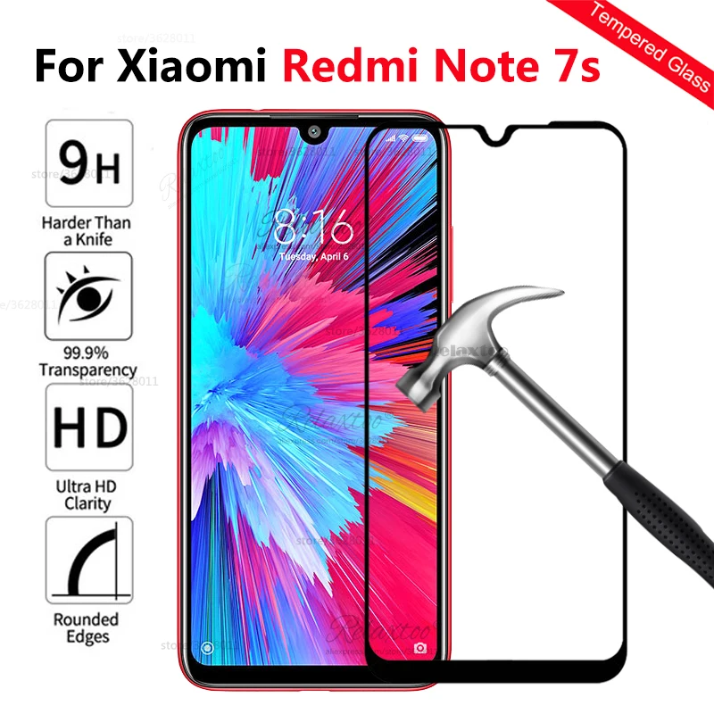 Закаленное стекло с полным покрытием для Xiaomi Redmi Note 7s Защита экрана note7s защитная