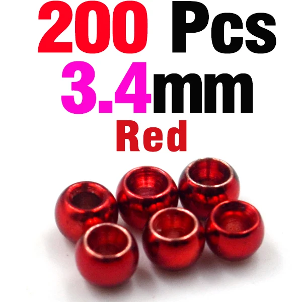 200 3dot4 Red MNFT 200 шт., латунные бусины с большим глазом для ловли нахлыстом, Нимфа, Скад, глаза живота, материалы для ловли нахлыстом - Цвет: 200 3dot4 Red