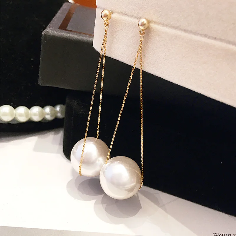 

2020 New Long Pearl Earrings For Women Elegant Party Jewelry Korean Statement pendientes All Match