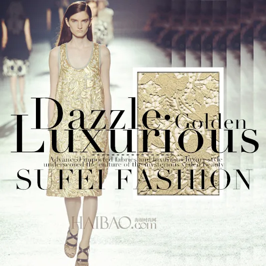 

60cm wide luxury three-dimensiona cutout golden thread jacquard water-soluble lace fabric wedding decoration