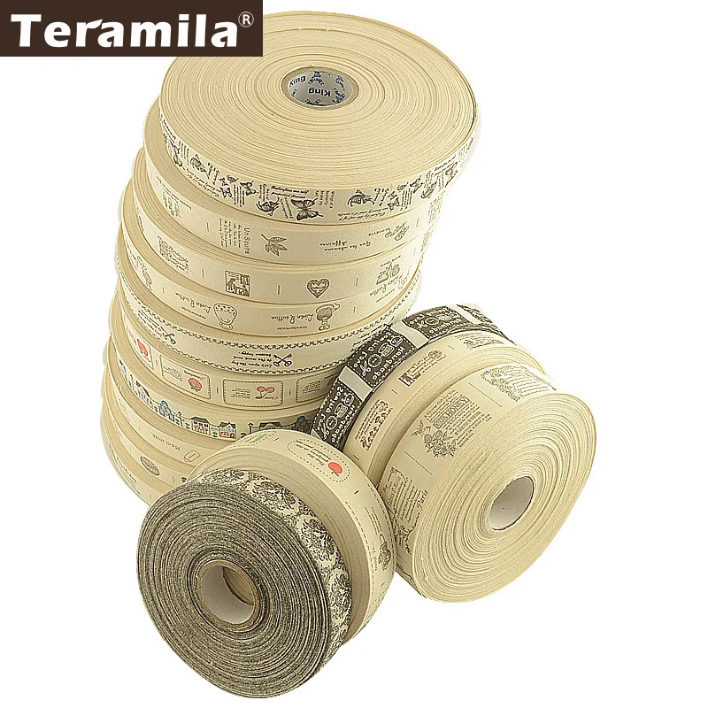 Хлопок teramila одежды ленты с этикетками 2 м/лот Метки ручной работы DIY Швейные Ремесло одежда Стёганое одеяло аксессуары 2,5 см 3 см 4 Ширина