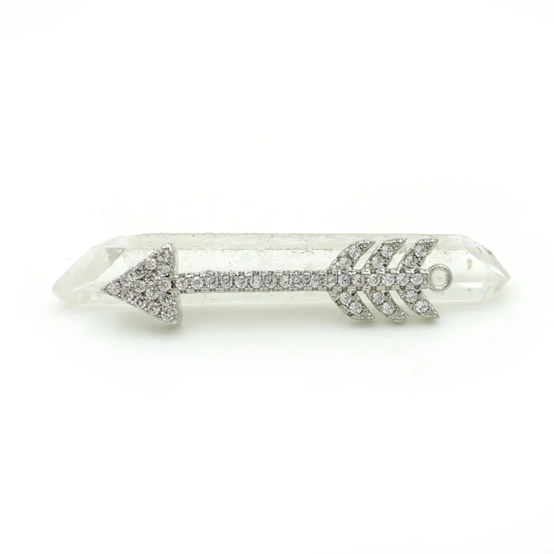33*8*3 мм Micro Pave Clear CZ Arrow Charm соединитель подходит для мужчин и женщин, делая браслеты ювелирные изделия