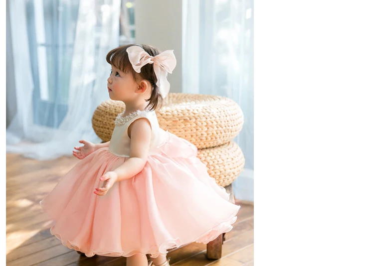 Платье для маленьких девочек высокого качества платье крещения из розового