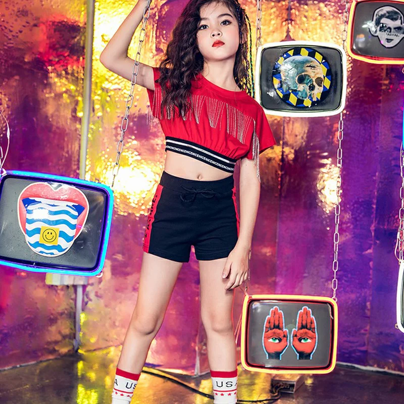

Korean Version Children'S Jazz Dance Costume Girls Street Dance Set Hip Hop Performance Costume Kids Hip-Hop Stage Wear DWY1718