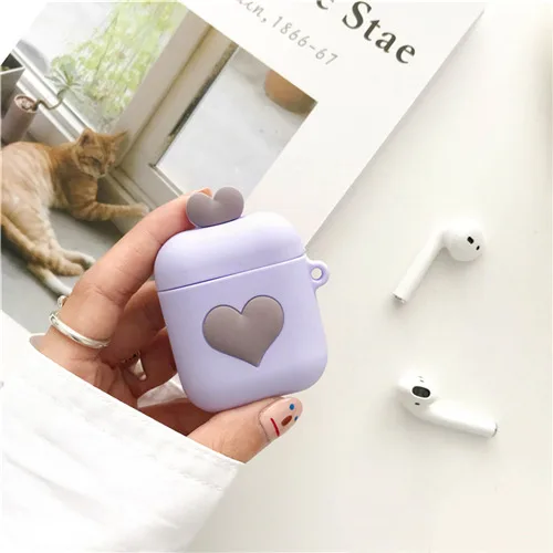 D Силиконовый чехол с милым сердечком для Apple Airpods, защитный чехол, Bluetooth, беспроводной чехол для наушников, чехол для зарядки - Цвет: D