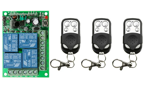 Gold DC 12 V 24 V 4CH 10A Радиоуправление Лер RF беспроводной кнопочный пульт дистанционного управления Переключатель 315 МГц, 433 МГц передатчик+ приемное устройство для открытия двери гаража - Color: Gold