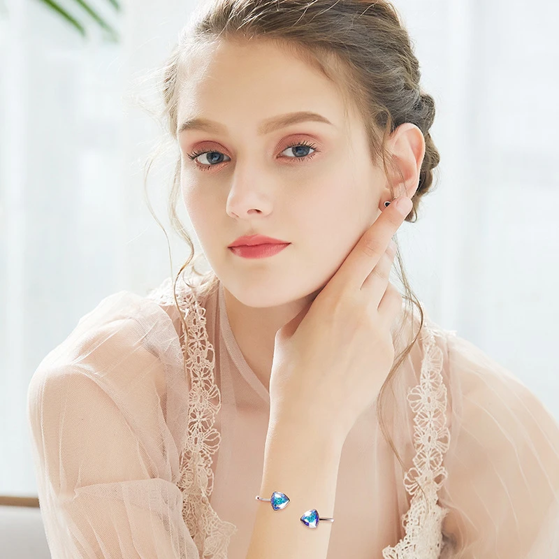 Браслеты Malanda с геометрическим кристаллом из 925 пробы серебра от Swarovski для женщин, модный открытый браслет, свадебные ювелирные изделия