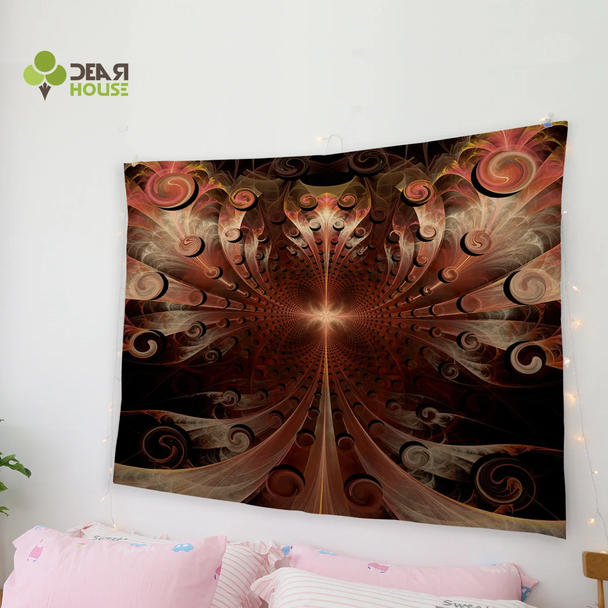 Dearhouse Fractal Art Red Bedspread Wall Coverlet Tapestry Blanket Curtain Sheet Scarf Towel Throw Hypoallergenic | Дом и сад