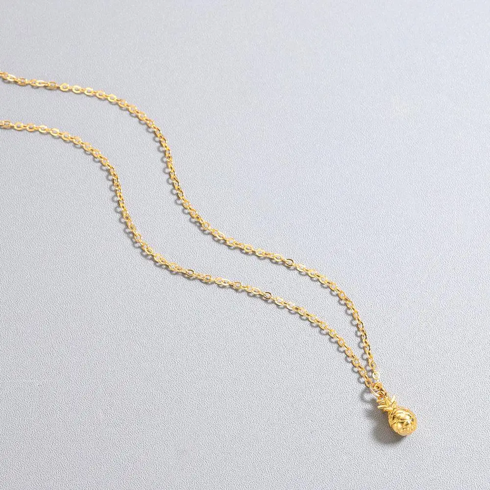 Чандлер золото цвет ананас ожерелья для женщин 3D фрукты кулон Лето ювелирное