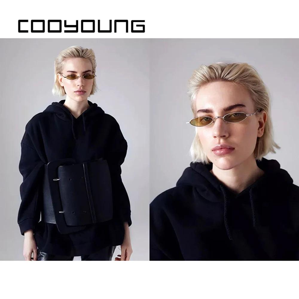 COOYOUNG 2018 модные маленькие овальные металлические солнцезащитные очки в стиле