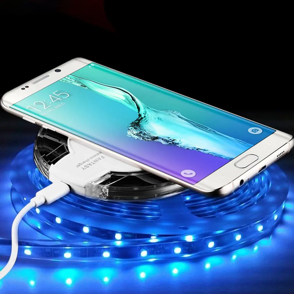 New Wireless Charging Dock Charger Crystal Round Charging Pad With Receiver For Iphone for Samsung