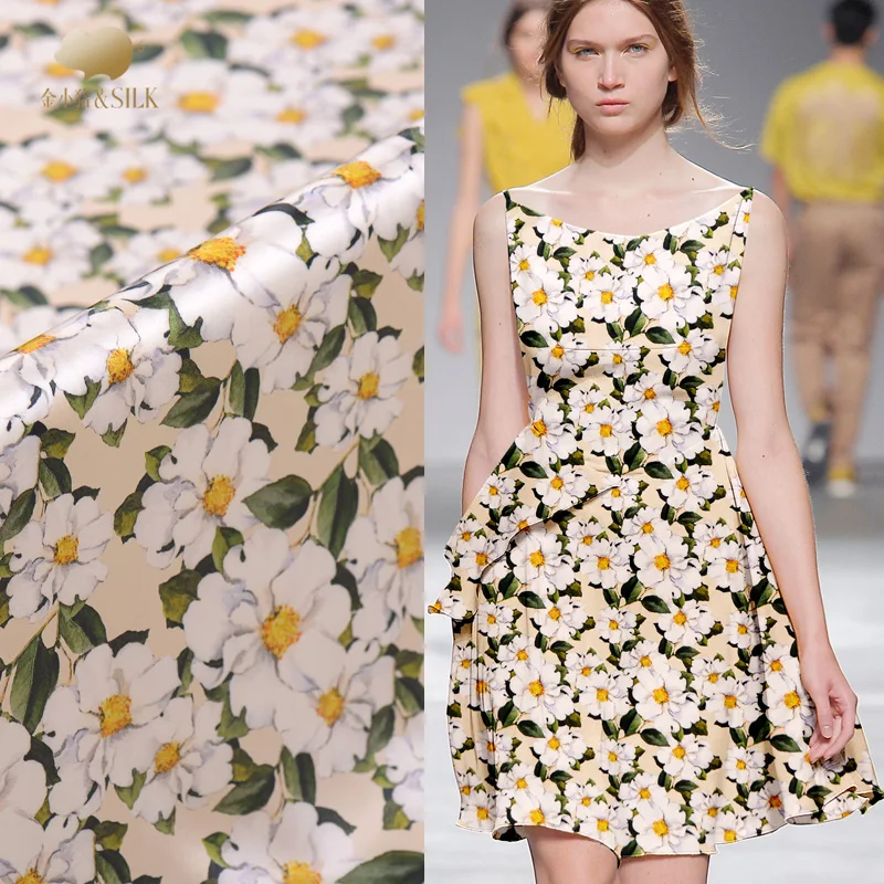 Цифровой струйный Шелковый ткань сатин-стрейч 19 мм шторы платье Чонсам для