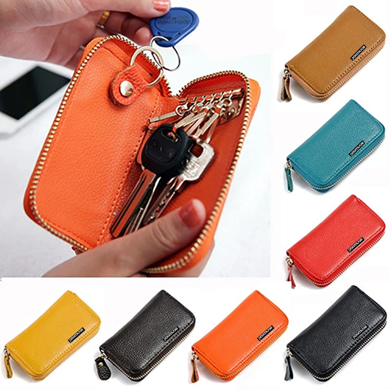 

Men's Women's Fashion Faux Leather Zipper Purse Car Keys Wallet Card Holder