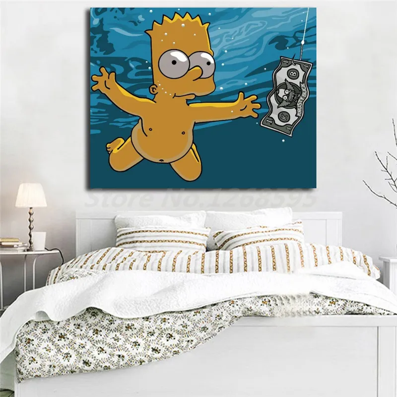 Деньги Nirvanaes пародия Барт Simpsoning обои Искусство Холст плакат живопись Настенная картина принт украшение для дома спальни без рамки