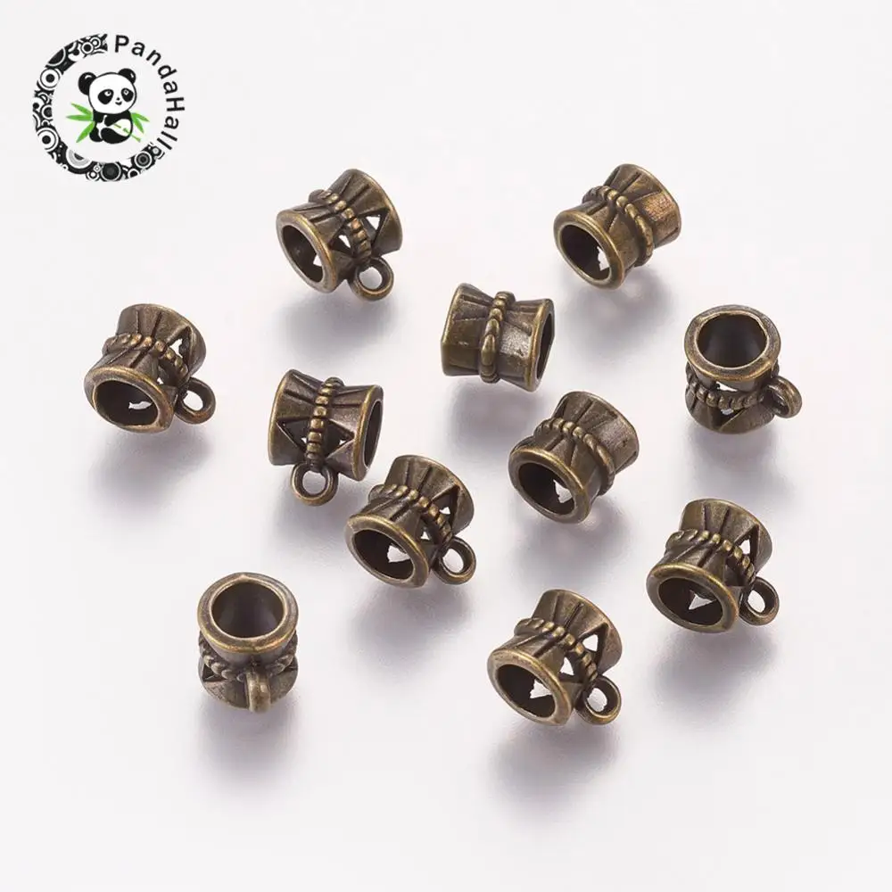 

Tibetan Style Hangers, Bail Beads, Lead Free & Nickel Free & Cadmium Free, Barrel, Antique Bronze, 10x7x7mm, Hole: 1mm, Big