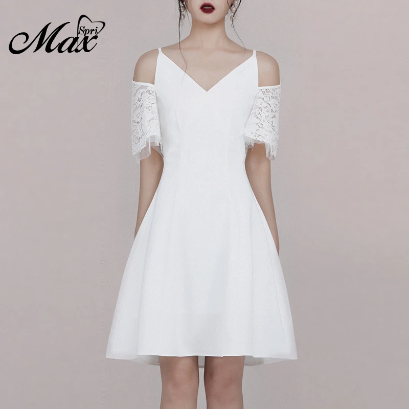 Женское платье с открытыми плечами Max Spri летнее ТРАПЕЦИЕВИДНОЕ вечернее