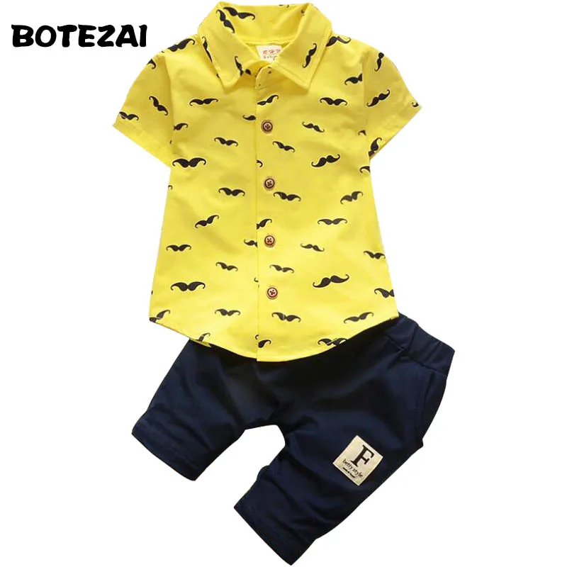 Baby Boys Clothes Sets Toddler Short Sleeve Round Neck T-Shirt + Pants Outfit 2022 Summer Children Casual Cartoon Pattern Suit | Детская