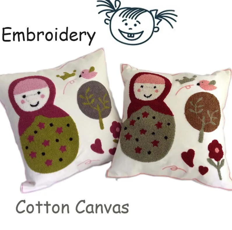 Хлопок Холст Детская Вышивка Чехол для подушки диван автомобиль на открытом