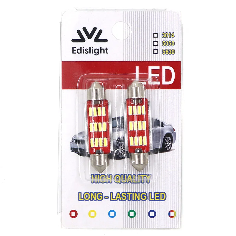 Edis светильник 2 шт. светодиодный 36 мм белый Canbus без ошибок C5W лампы 4014SMD номерного