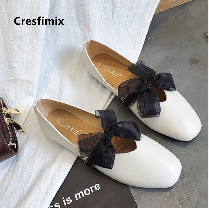 Cresfimix/zapatos de mujer Женские модные белые туфли на плоской подошве из мягкой