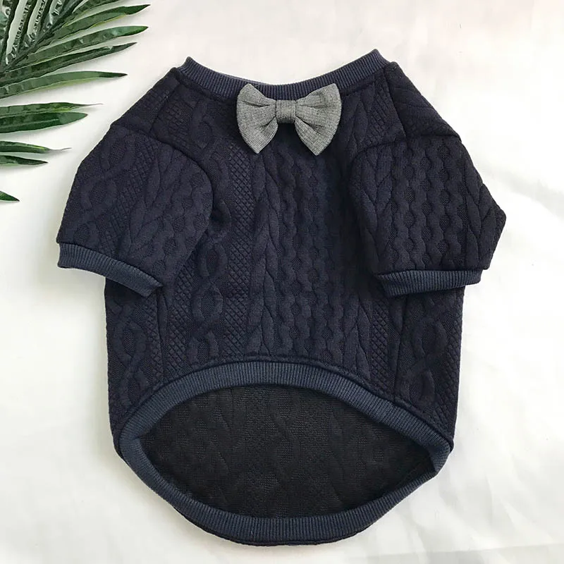 navy blue Одежда для отдыха для собак, модный свитер для питомцев, осенне-зимняя одежда для домашних собак, для собак, французский бульдог, галстук-бабочка для щенков, Costuume - Цвет: navy blue