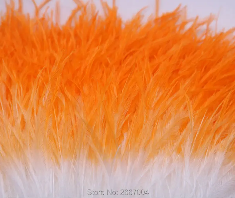 2016 новый список! Белый и оранжевый 2 ярдов два цвета Страусиные перья лента
