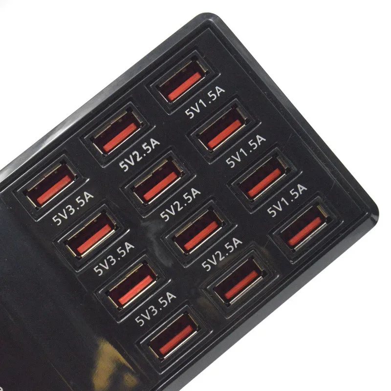 Новый адаптер питания EU/us вилки 5 В 12A Максимальная выходная 3.5A 12 портов USB разъем
