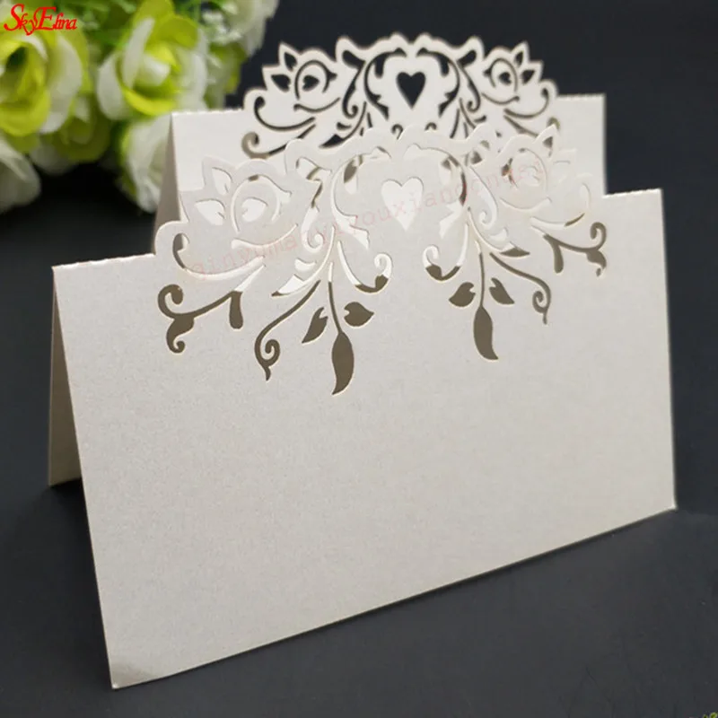 10 шт. Лазерная Рождественская открытка для сиденья полый женский свадебный