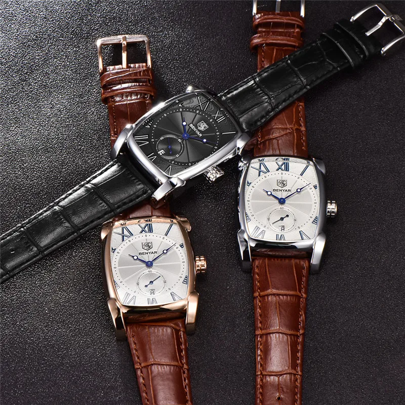 Мужские часы бизнес мода кварцевые наручные 2018 Benyar лучший бренд класса люкс - Фото №1