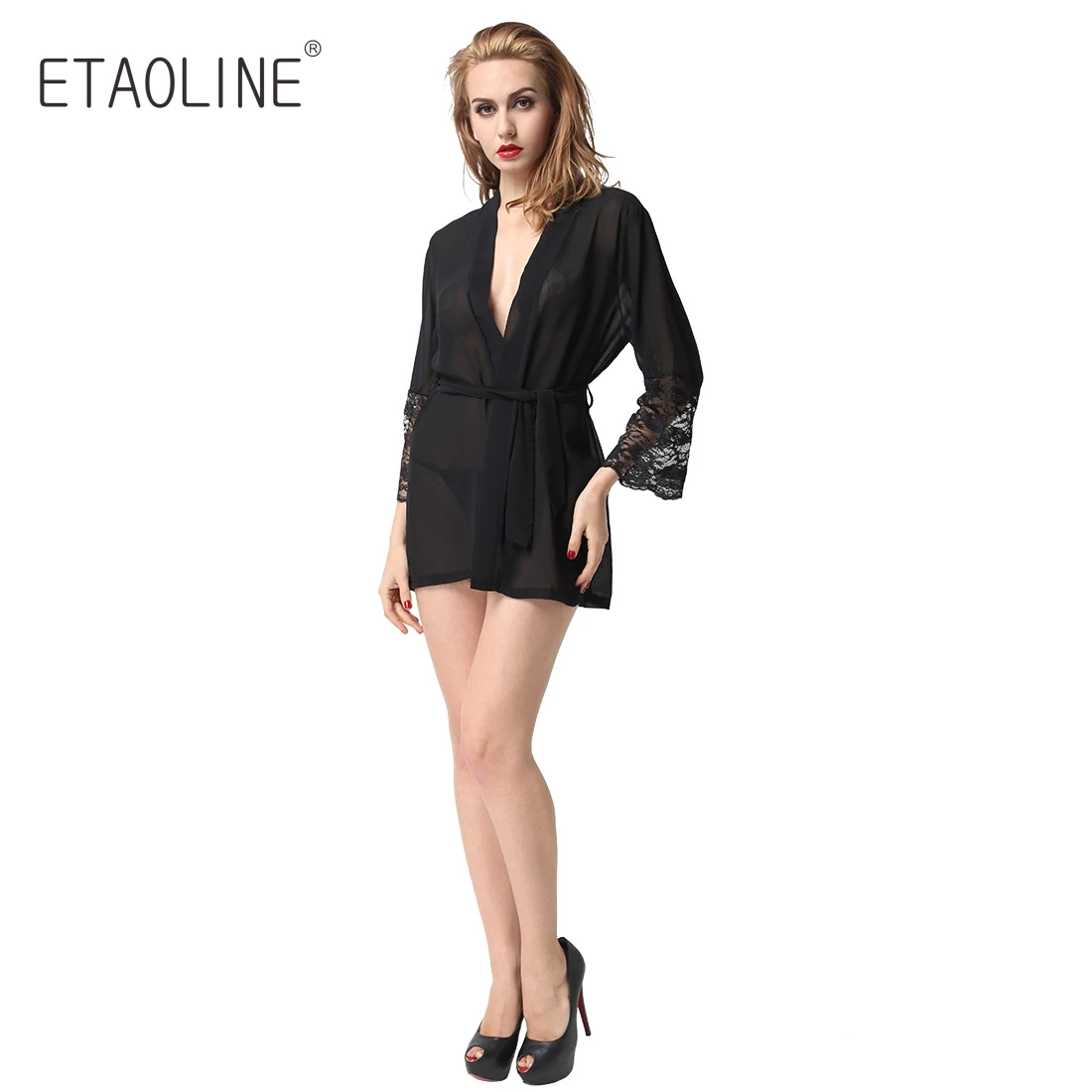 Пикантные женские халаты пижамы ночное кружева Lounge Robe Повседневное свободные