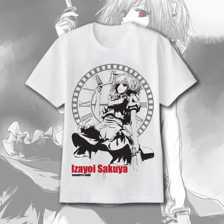Костюм для косплея Touhou Project Izayoi Sakuya футболка с коротким рукавом футболка|Мужские