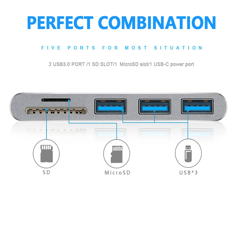 Basix USB C концентратор Тип до 3 портов 0 адаптер с SD/TF кардридер для MacBook pro Air