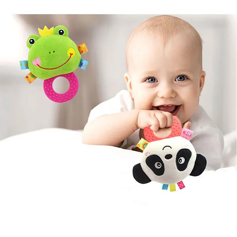 Infant Baby Plush Rattle Stuffed Toy Hand Grasp Teethers Cute Animal Handbell Ring Newborns Early Development Boys Girls Gift