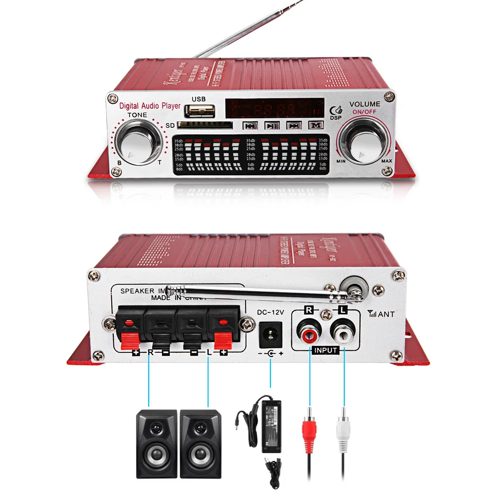 Kentiger HY 602 Hi Fi стерео Мощность цифровой аудио усилитель с ИК Управление FM радио MP3 USB