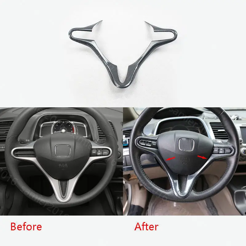 

Car Inner Steering Wheel Buttons Cover Trim Frame Decal Fit For Honda Civic 2009-2011 Car Styling Sticker Decoration Accessories