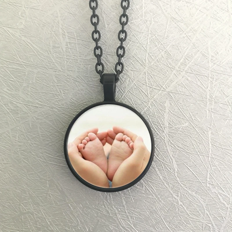 Cute Baby Foot Feet Mom Hand Personalized Necklace Son Daughter Birth Day Commemoration Gift from Family Member | Украшения и