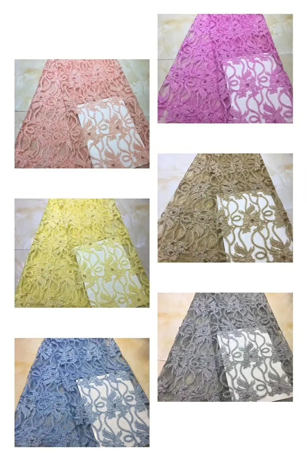 

2019 High quality Nigerian tulle mesh lace fabrics latest sequins Swiss voile African bridal french net laces fabric CDN263
