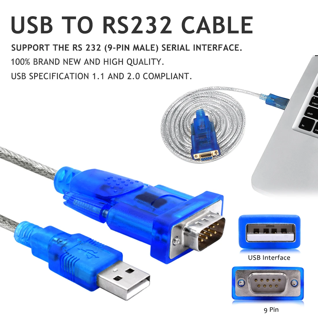 USB к RS232 серийный Порты и разъёмы 9 Pin DB9 кабеля COM адаптер конвертер для Windows