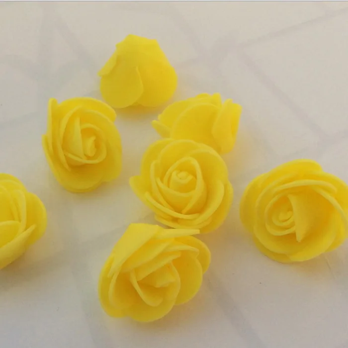 Yellow 50 шт. 25 мм пена роза Искусственные цветы «сделай сам» помпон венок декоративный цветок невесты поддельные цветы для дома Свадебное Оформление автомобиля - Цвет: Yellow