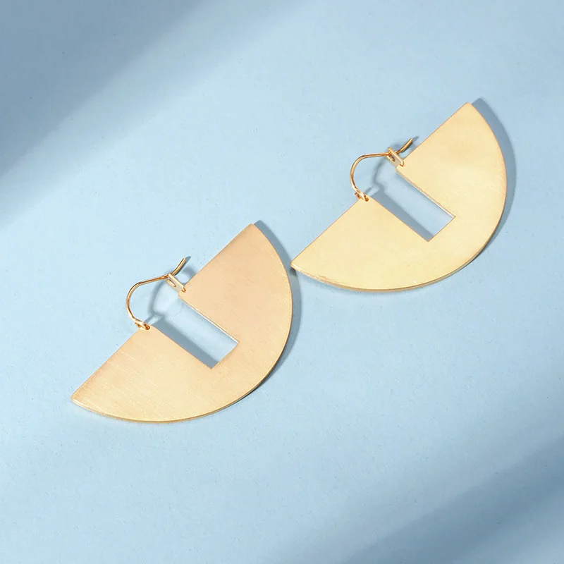 Vnox New Unique Geometric Earrings for Women Gold Tone Stainless Steel Fan-shaped Drop Earring Girl Party Gifts brinco | Украшения и
