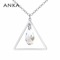 anka simple triangle metal frame and water drop pendant necklace for women jewelry with crystal from austria 124622